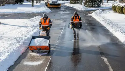 Professional de-icing and salt application on driveways and walkways in Olathe, KS by Chop Chop Landscaping