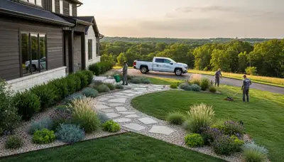 Landscaping team providing lawn care services in Olathe, KS