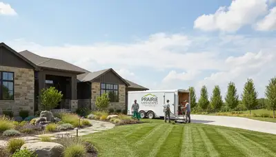 Landscaping crew providing lawn care services in Olathe, KS