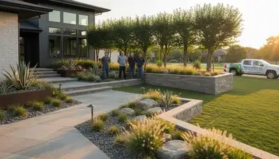 Landscaping team providing lawn care services in Olathe, KS