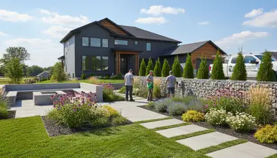 Landscaping team providing lawn care services in Olathe, KS