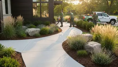 Landscaping team providing lawn care services in Olathe, KS