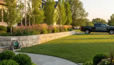 Landscaping crew providing lawn care services in Olathe, KS