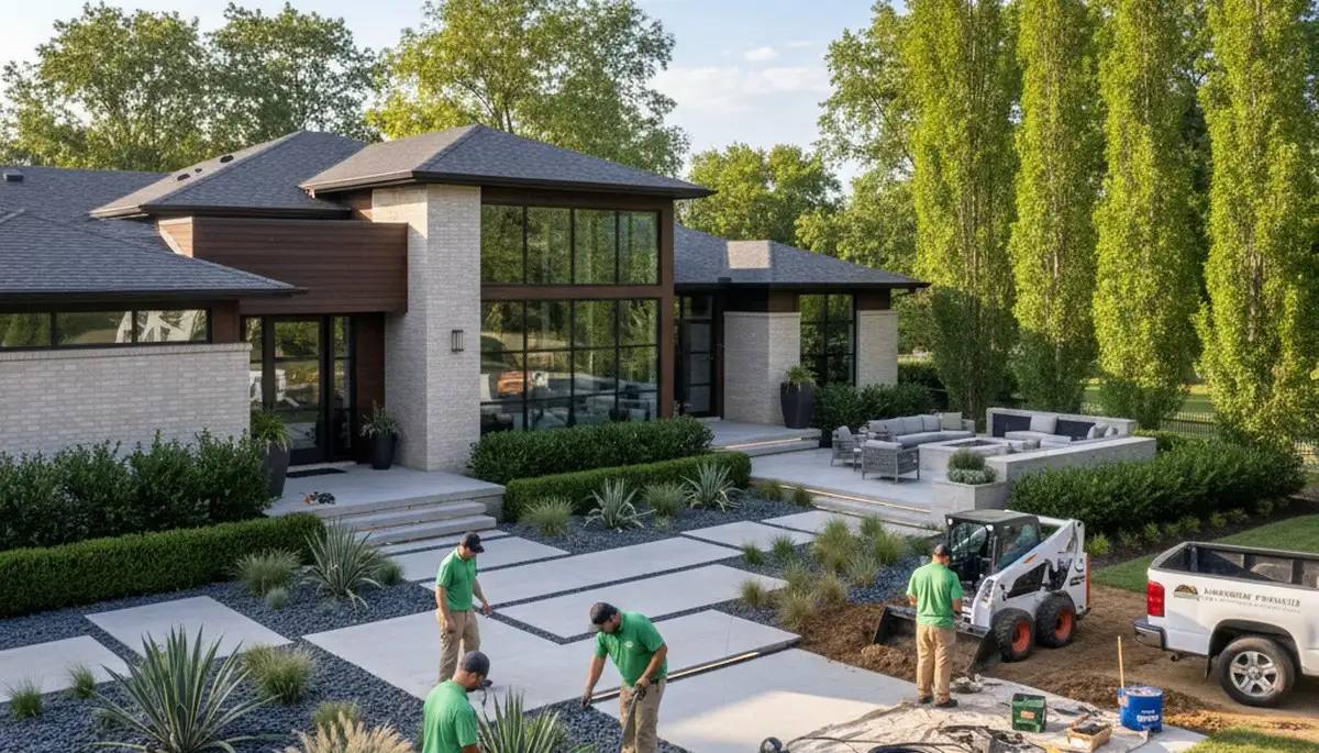 Landscaping crew provides lawn care services in Olathe, KS for local homes and businesses