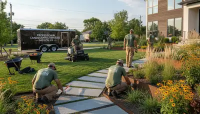 Landscape maintenance crew providing lawn care services in Olathe, KS
