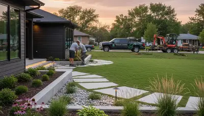 Lawn care team serving Olathe, KS with professional landscaping and yard maintenance services
