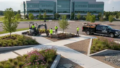 Landscaping crew providing lawn care services in Olathe, KS