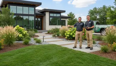 Landscaping team providing lawn care services in Olathe, KS