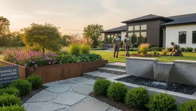 Landscaping team providing lawn care services in Olathe, KS