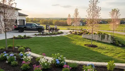 Landscaping team providing lawn care services in Olathe, KS