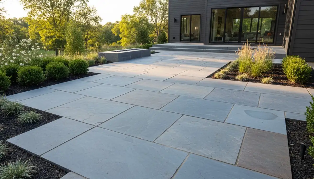 Modern large format stone paver installation by Chop Chop Landscaping in Olathe, KS