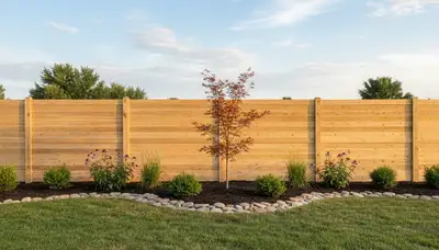 White wooden privacy fence installation by Chop Chop Landscaping in Olathe, KS showcasing quality craftsmanship